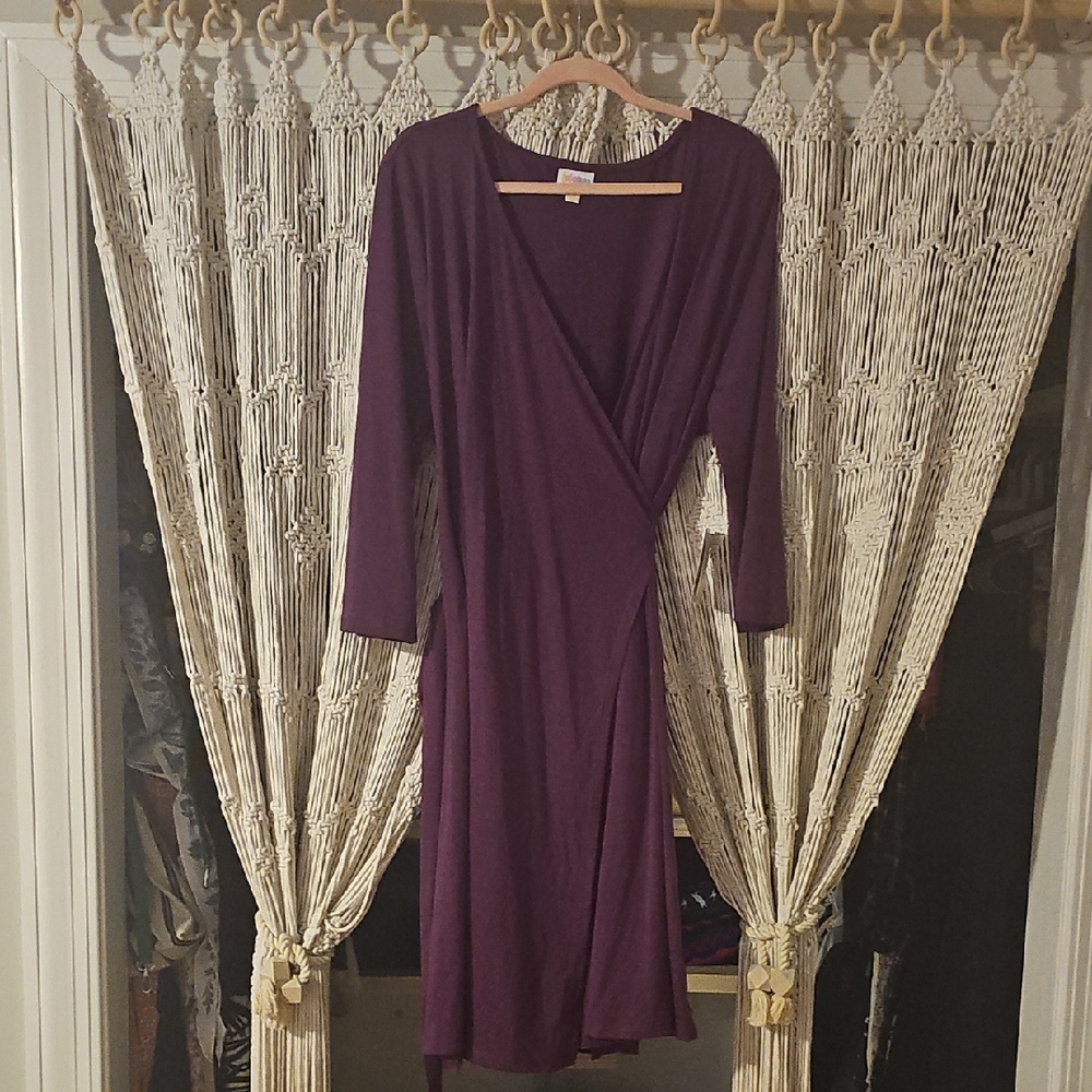 LuLaRoe Deep Purple Long Sleeve Dress